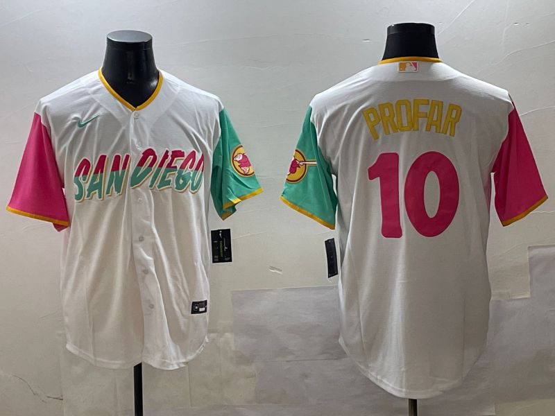 Men San Diego Padres #10 Profar White City Edition 2025 Nike MLB Jersey style 1->san diego padres->MLB Jersey